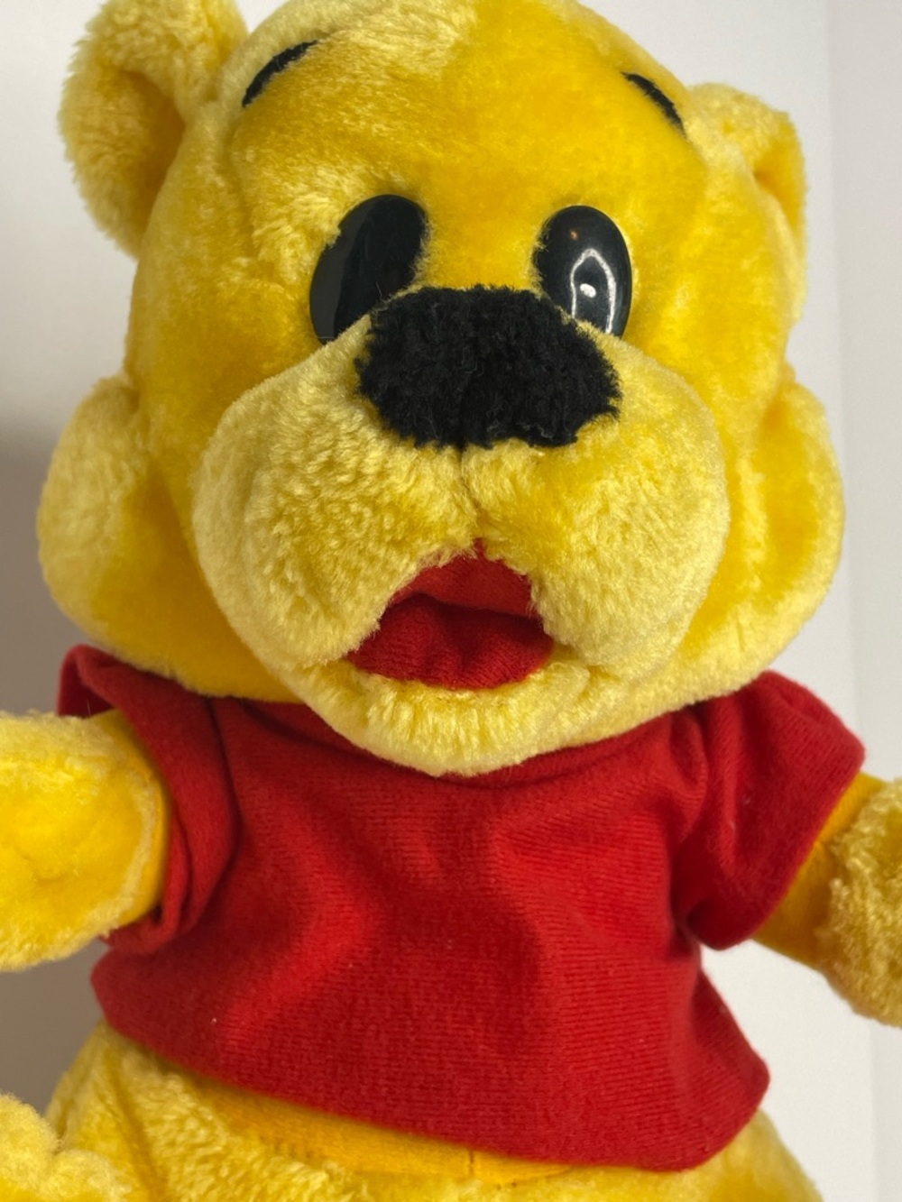 Vintage Winnie The Pooh Plush Large Plastic Eyes Red Shirt 80s 90s ✔️Description - Picture 8 of 12